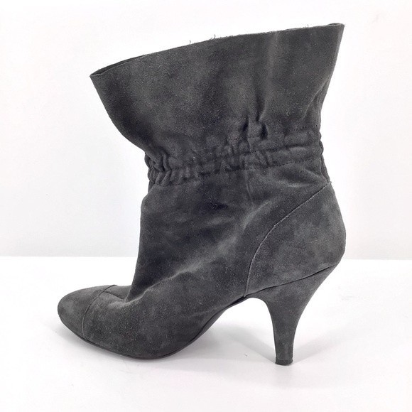 Nine West Grey Leather Upper High Heel Slouch Pull On Ankle Boots Size 9M - Picture 7 of 11